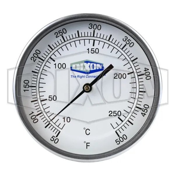 Bi-Metal Thermometer, 5 in, 1/2 in MNPT, 4 in L Stem, 0 to 250DegF