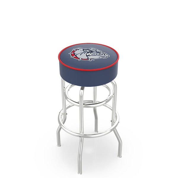 25" 4" Gonzaga Cushion Seat, Double-Ring Chrome Swivel Bar Stool