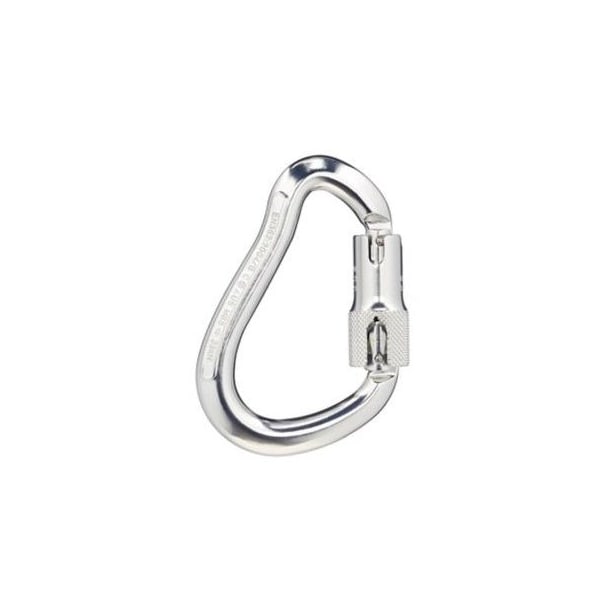 Carabiner, Auto-Lock, Pear, 4 9/10 in Length, 1" Gate Opening, Aluminum, Bare Aluminum