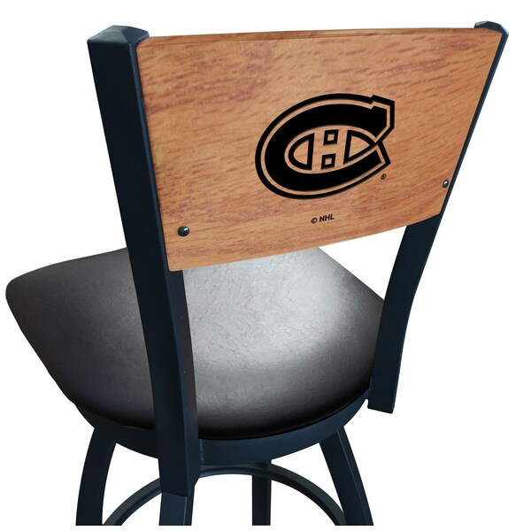 25" Blk Wrinkle Montreal Canadiens Swivel Bar Stool, Engraved Back