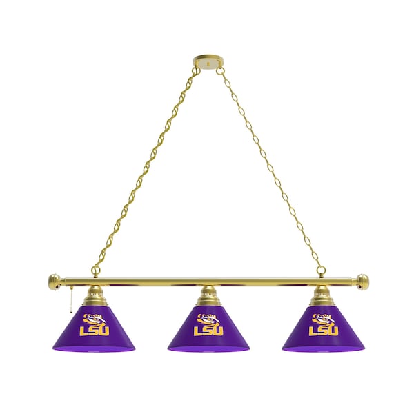 Louisiana State 3 Shade Billiard Light, Brass Fixture