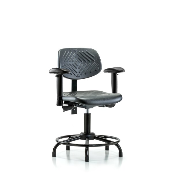 Desk Chair Desk Chair, Poly, RT Tilt AA Glides, Adjustable Arms, 17" to 22" Height, Black; Blue