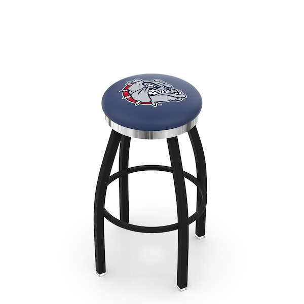25" Blk Wrinkle Gonzaga Swivel Bar Stool, Chrome Ring
