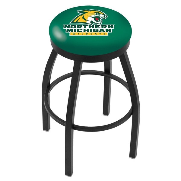 25" Blk Wrinkle Northern Michigan Swivel Bar Stool, Accent Ring