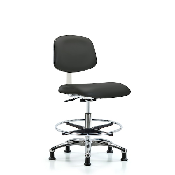 Clean Room Chair Med Ben Chair, Vin, Chrm, CF, Gld, Gry, CL10, 22" to 29" Height, Vinyl, Charcoal