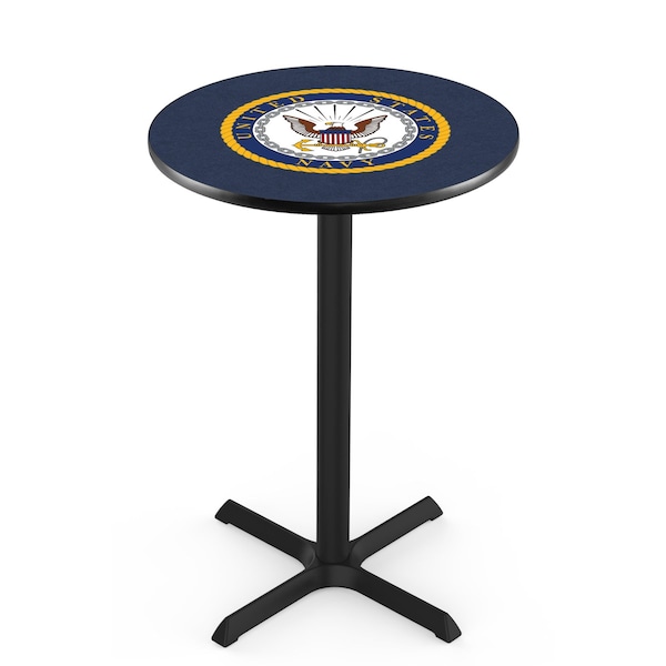 42" Blk Wrinkle U.S. Navy Pub Table, 36" dia. Top