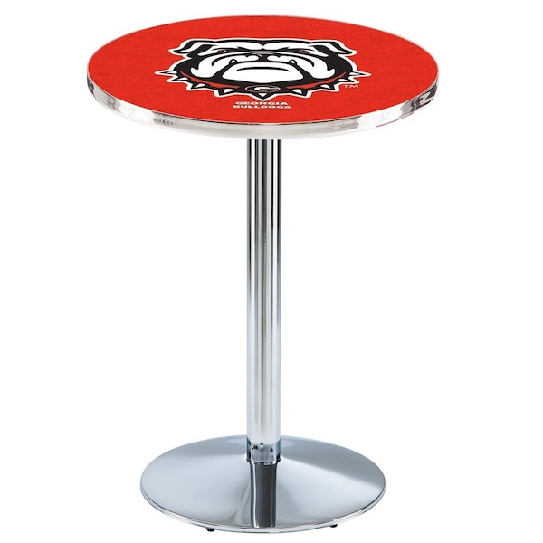 42" Chrome Georgia "Bulldog" Pub Table, 36" dia. Top
