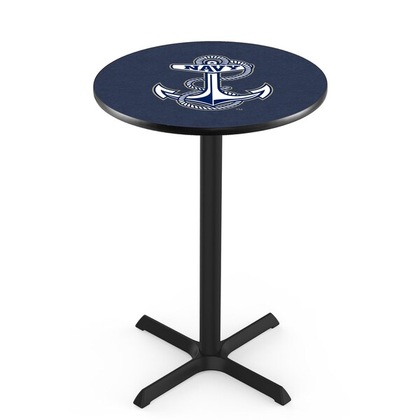 42" Blk Wrinkle US Naval Academy NAVY Pub Table, 36" dia. Top