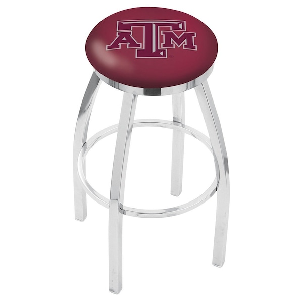 25" Chrome Texas A&M Swivel Bar Stool, Accent Ring