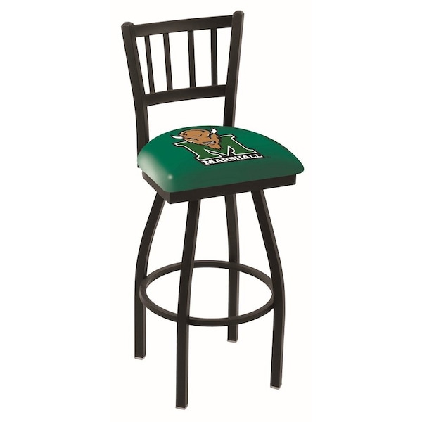25" Blk Wrinkle Marshall Swivel Bar Stool, Jailhouse Back