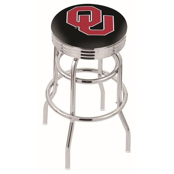 25" Chrome 2-Ring Oklahoma Swivel Bar Stool, Accent Ring
