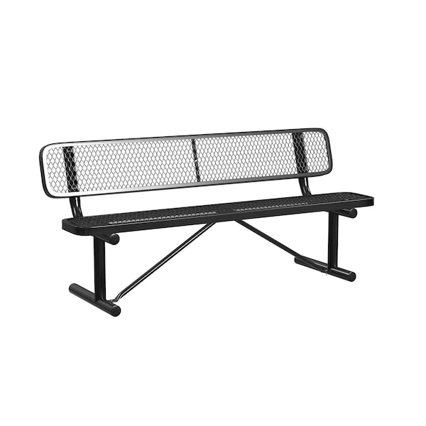 Leisure Craft 6 FT Outdoor Bench with Back, Portable, Black