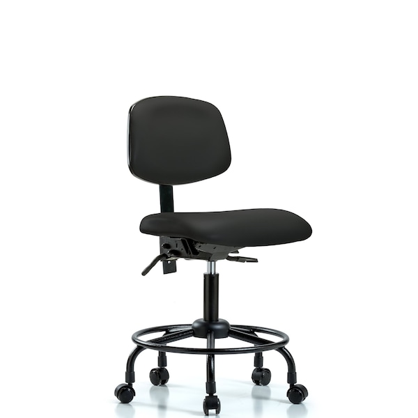 Desk Chair Desk Chair, RT Casters, Vinyl, BLK, No Arms, 21" to 26" Height, Vinyl, Black