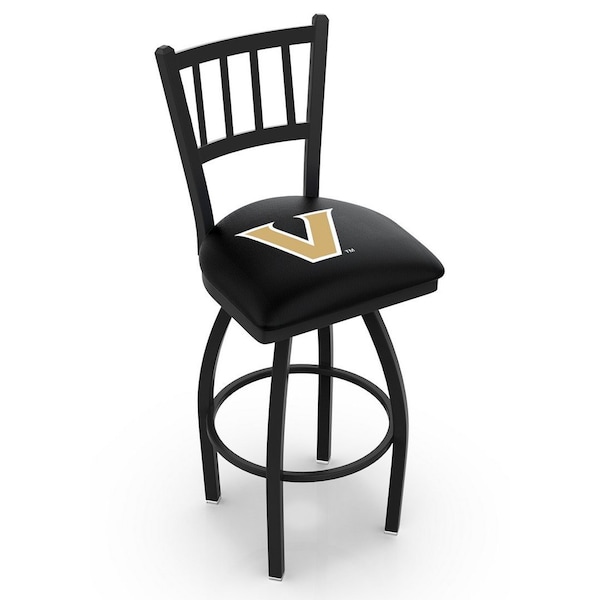 25" Blk Wrinkle Vanderbilt Swivel Bar Stool, Jailhouse Back