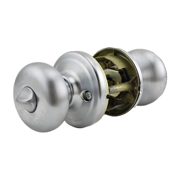 Hancock Knob Entry Door Lock with New Chassis with 6AL Latch and RCS Strike Satin Chrome Finish