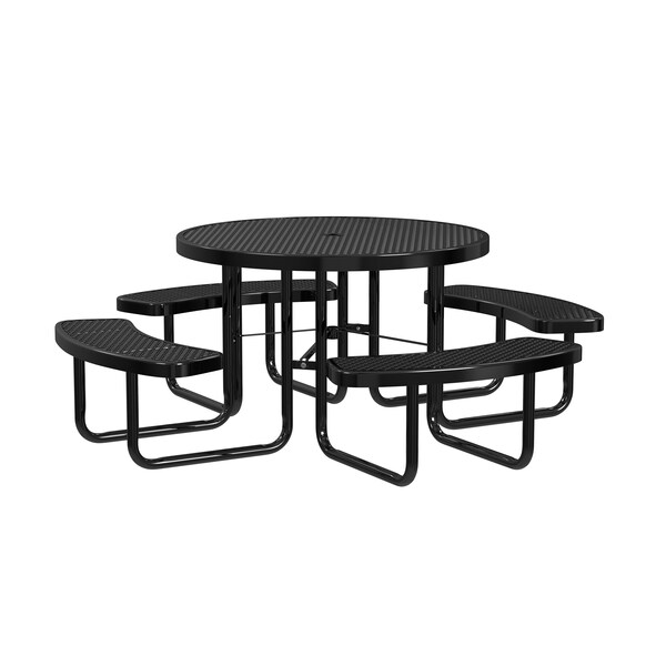 Round Portable Picnic Table, Black, 46 in L
