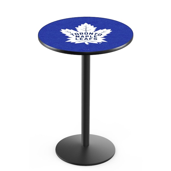 42" Blk Wrinkle Toronto Maple Leafs Pub Table, 36" dia. Top