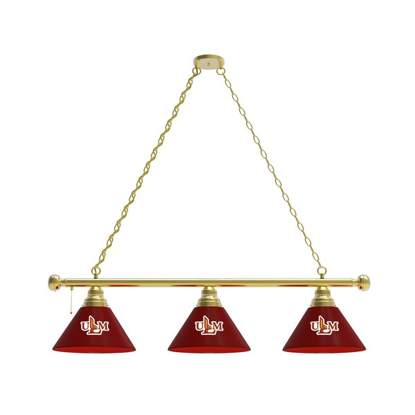 Louisiana-Monroe 3 Shade Billiard Light, Brass Fixture
