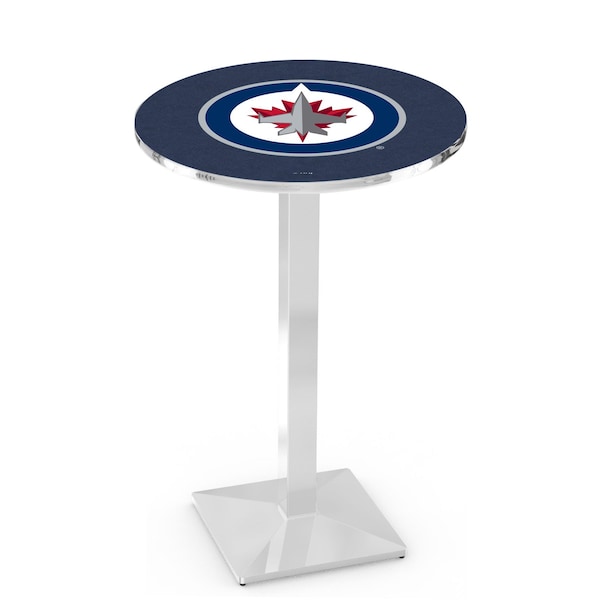 42" Chrome Winnipeg Jets Pub Table, 36" dia. Top