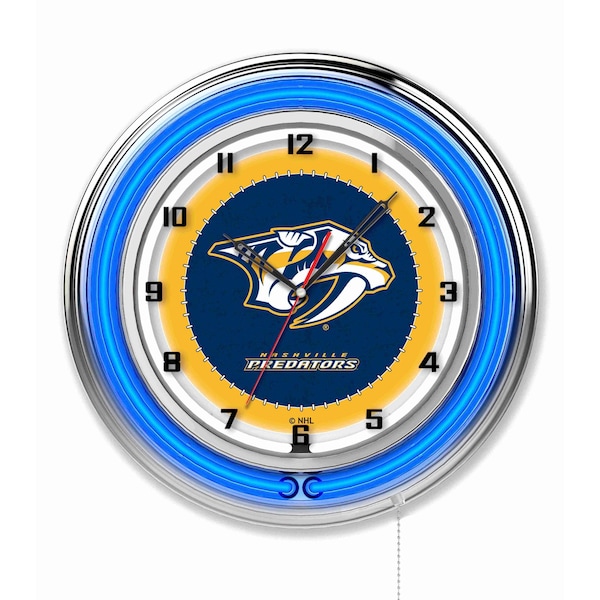 Nashville Predators Double Neon 19" Clock, NHL