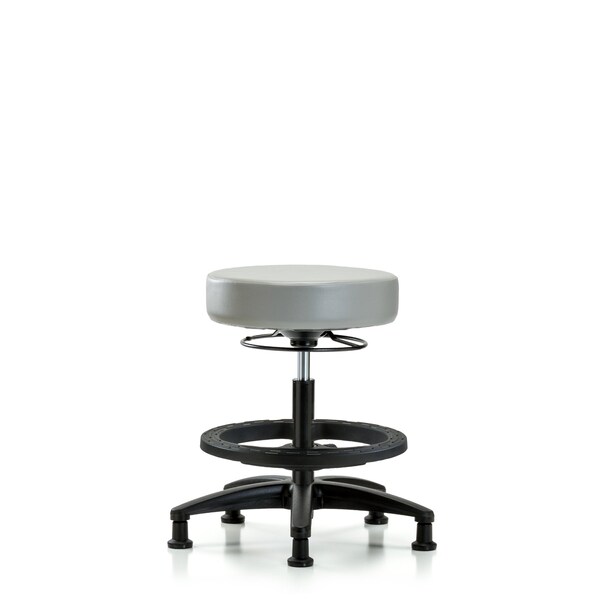 Vin Stool without Back-Medium Bench Ht with Black Foot Ring and Stat Glides in Dove Trailblazer Vin