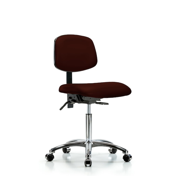 Chair, Vin, Med Bench, Chr Tilt Cast, Burg, No Arms, 22" to 29" Height, Burgundy