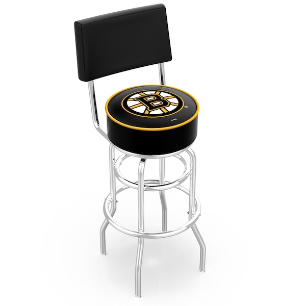 25" Chrome 2-Ring Boston Bruins Swivel Bar Stool, Back
