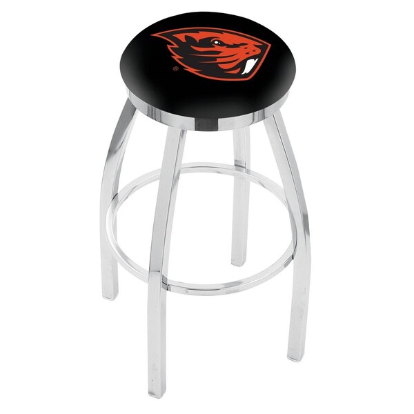 25" Chrome Oregon State Swivel Bar Stool, Accent Ring
