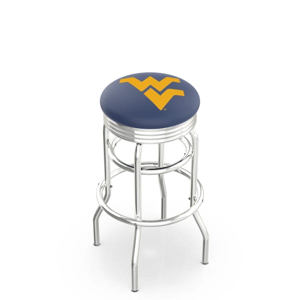 25" Chrome 2-Ring West Virginia Swivel Bar Stool, Accent Ring