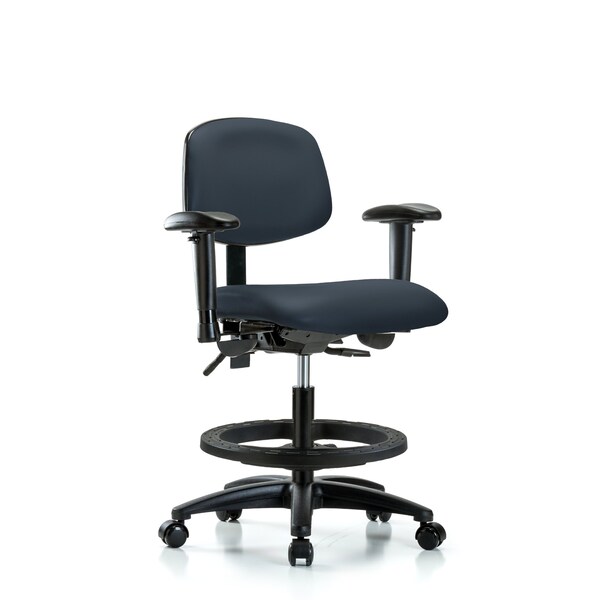 Chair, Vinyl, Med Bench, AA BF Casters, Nav, 6-Way Adjustable, 22" to 29" Height, Imperial Blue