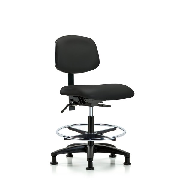 Chair, Vinyl, Med Bench, CF Glides, Blk, No Arms, 22" to 29" Height, Black