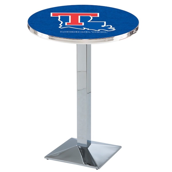 42" Chrome Louisiana Tech Pub Table, 36" dia. Top
