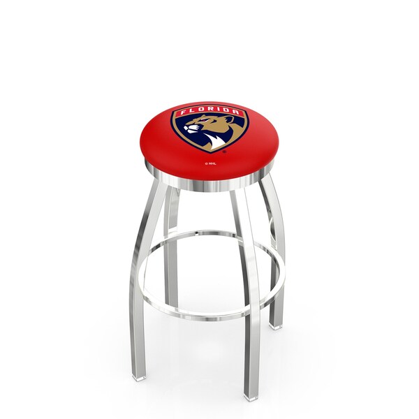 25" Chrome Florida Panthers Swivel Bar Stool, Accent Ring