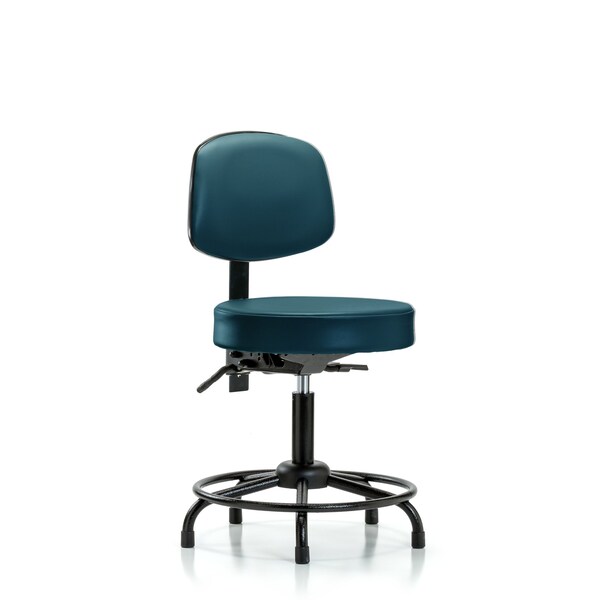 Vinyl Stool, Back, Desk, Round Tube Base, Tilt, Glides, Royal
