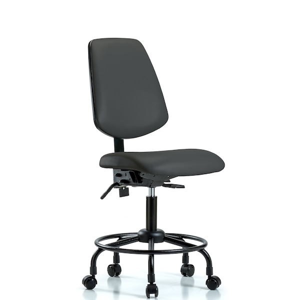Desk Chair No Arms, 21" to 26" Height, Vinyl, Charcoal