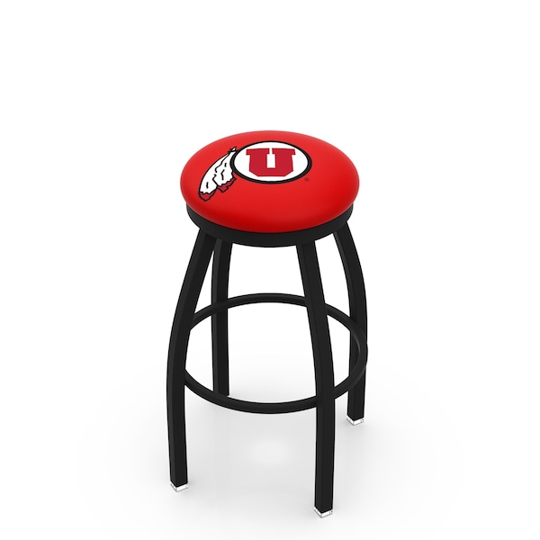 25" Blk Wrinkle Utah Swivel Bar Stool, Accent Ring