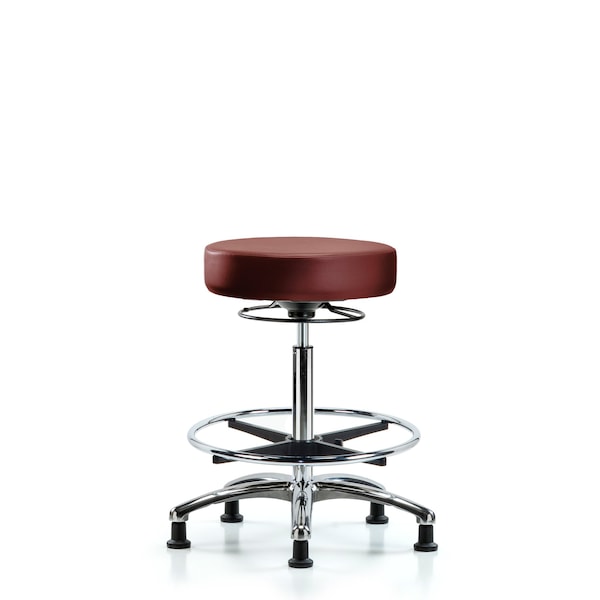 Vinyl Stool, Chrome, High Bench, Foot Ring, Glides, Taupe