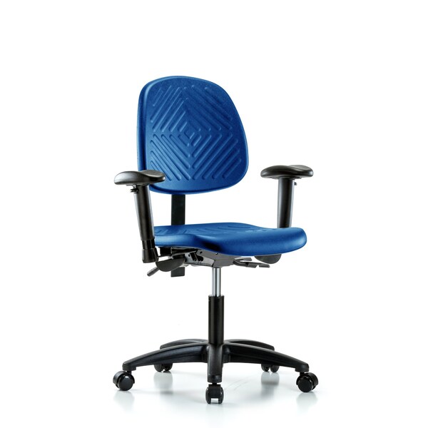 Poly Chair, Desk, Med Back, Tilt, Arms, Casters, Blue