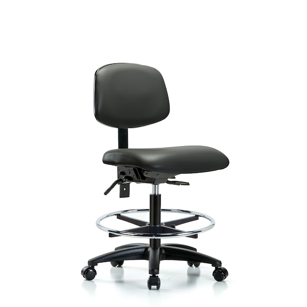 Vinyl Chair, Med Bench, Tilt, Foot Ring, Casters, Carbon