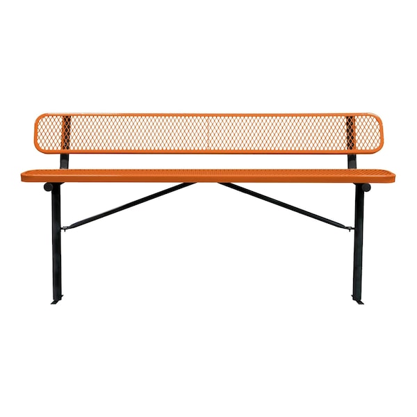 Bench/Back, Ingroud Mount, 8ft., Orange