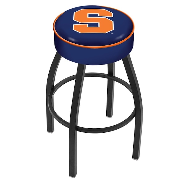 25" 4" Syracuse Cushion Seat, Blk Wrinkle Base Swivel Bar Stool