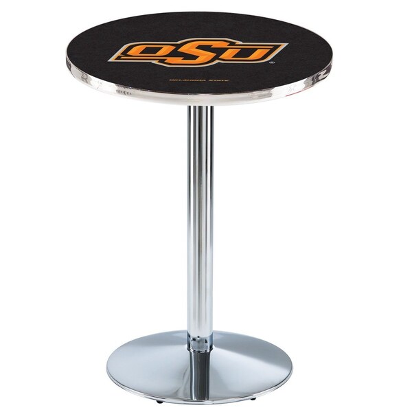 42" Chrome Oklahoma State Pub Table, 36" dia. Top