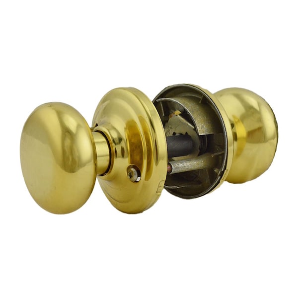 Hancock Knob Vestibule Door Lock with New Chassis with 6AL Latch and RCS Strike Bright Brass Finish