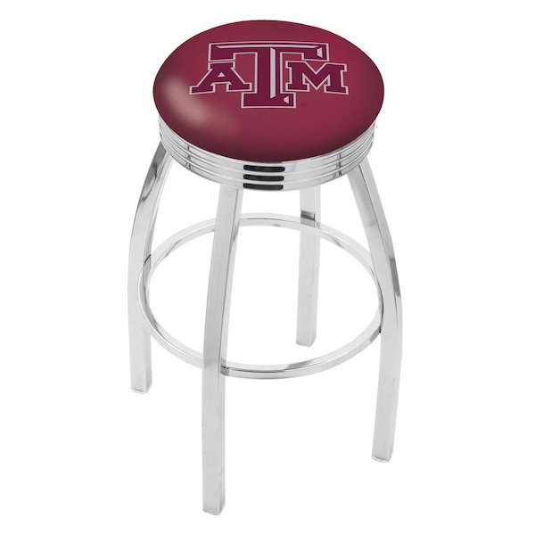 25" Chrome Texas A&M Swivel Bar Stool, Accent Ring