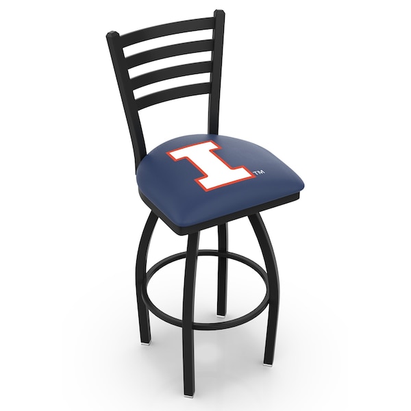 25" Blk Wrinkle Illinois Swivel Bar Stool, Ladder Back
