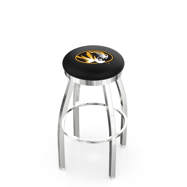 25" Chrome Missouri Swivel Bar Stool, Accent Ring
