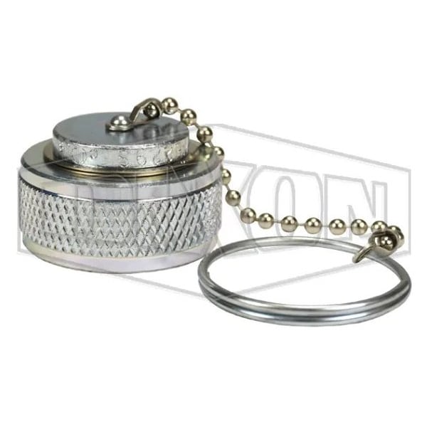 Hose Cap with Ring and Chain, 1-3/4 in, Female ACME, Steel, Domestic