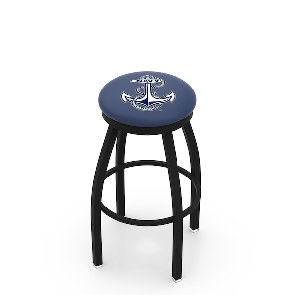 25" Blk Wrinkle US Naval Academy NAVY Swivel Bar Stool, Accent Ring