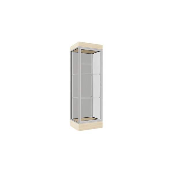 Lighted Floor Display Case 24x76x20, 6" Base, Satin