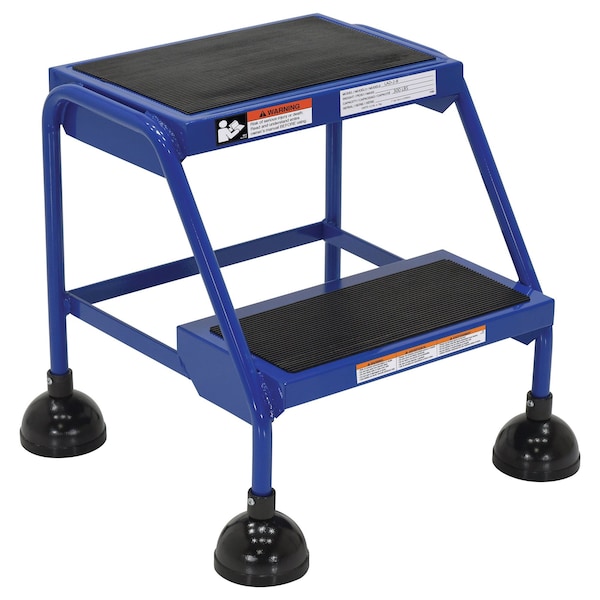 18.5 H Steel Commercial Spring Loaded Rolling Ladder, 2 Steps